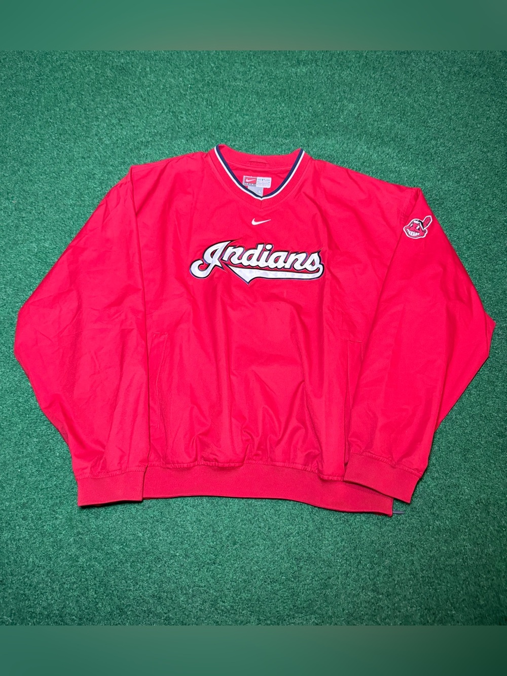 Indians Center Check Swoosh Nike Windbreaker Large Cleveland Baseball Vintage